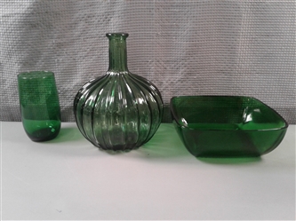 Vintage Green Glassware