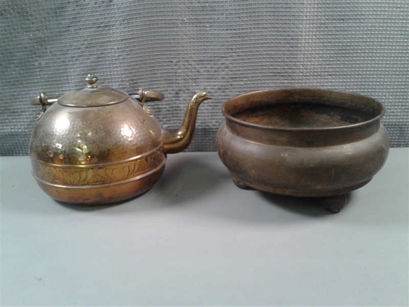 Brass Teapot and Dish