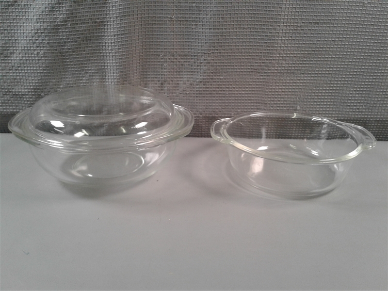 Fire-King Glass Bowl and Pyrex Glass Bowl with Lid