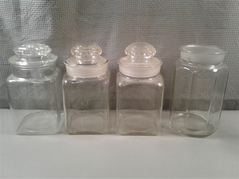 Set of 4 Glass Country Store Canisters