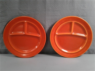 Vintage California Pottery Orange Divided Plates