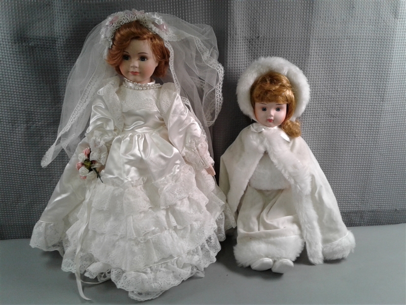 Pair of Porcelain Bride Dolls