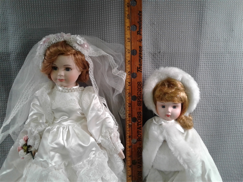 Pair of Porcelain Bride Dolls