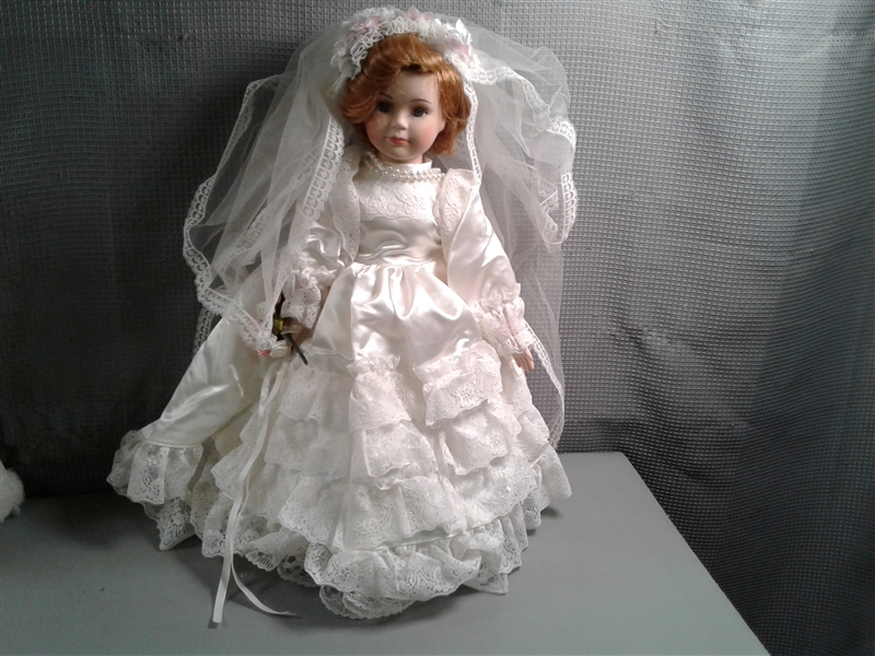 Pair of Porcelain Bride Dolls