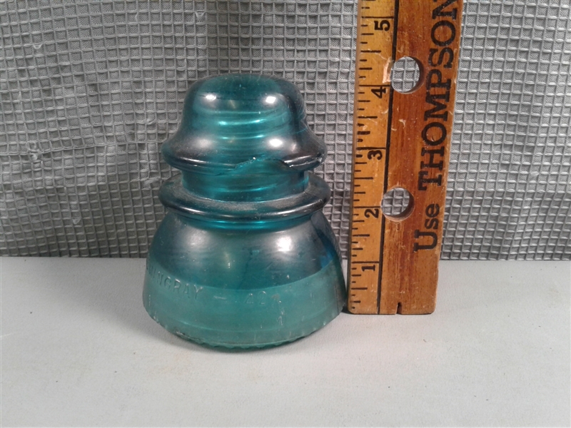 Vintage Teal and Purple Glass Insulators