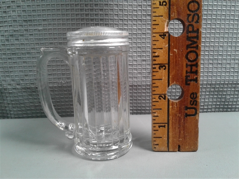 Vintage Glassware- Salt Shaker, Sugar Dispensers, & Pitcher