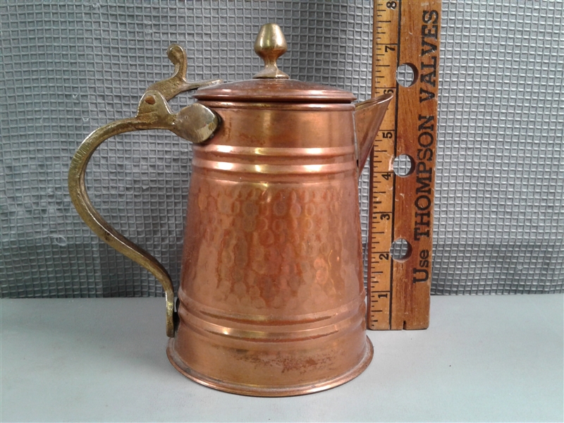 Vintage- Hammered Copper Teapot, School Hand Bell, Slide & Negative Viewer, etc. 