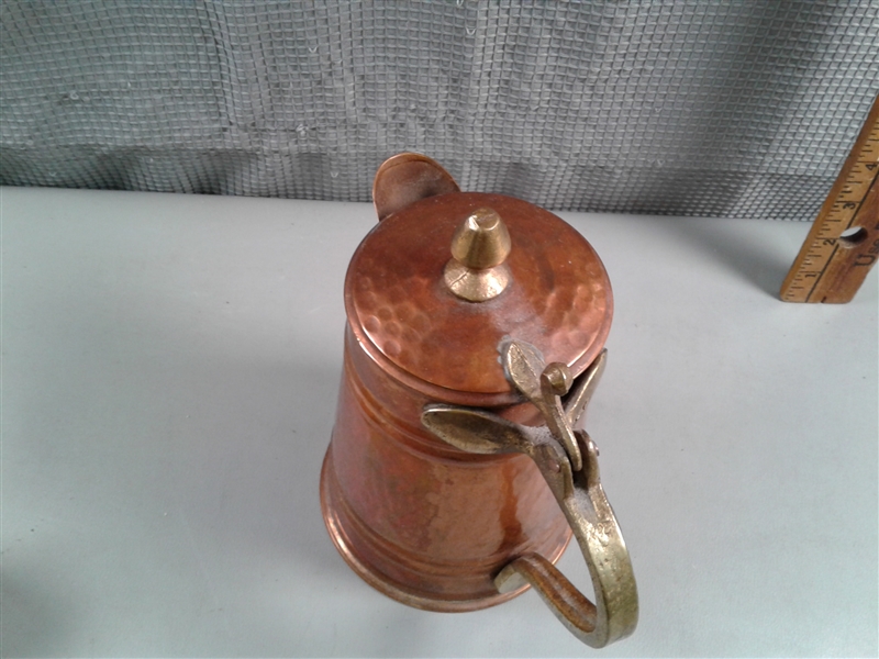 Vintage- Hammered Copper Teapot, School Hand Bell, Slide & Negative Viewer, etc. 