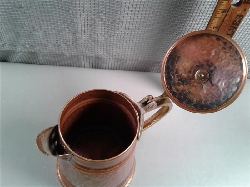 Vintage- Hammered Copper Teapot, School Hand Bell, Slide & Negative Viewer, etc. 