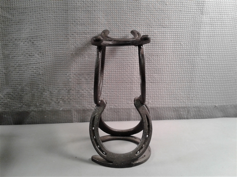 Handmade Horseshoe Wine and Glass Holder & Beer/Bottle Caddy w/Opener