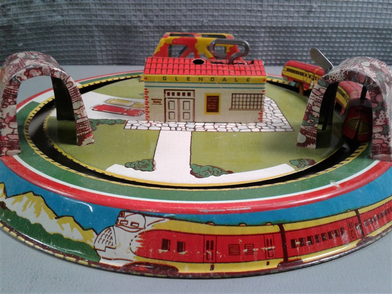 Antique Louis Marx & Co Honeymoon Express Tin Wind up Toy