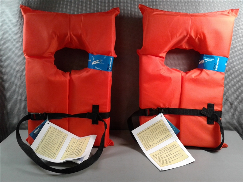 New- Pair of Exxel Adult Life Vests Type II PFD