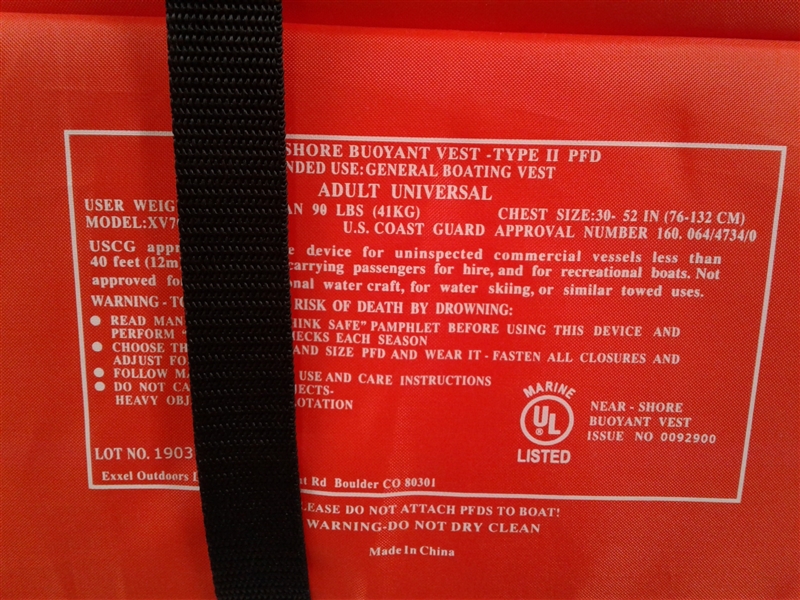 New- Pair of Exxel Adult Life Vests Type II PFD