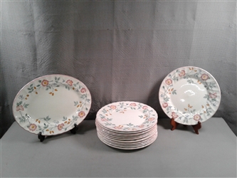Churchill England China Briar Rose Pink Dinner Plates and Platter