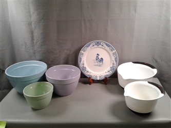 Mulberry Rooster Plate and Cordon Bleu International Nesting Mixing Bowls