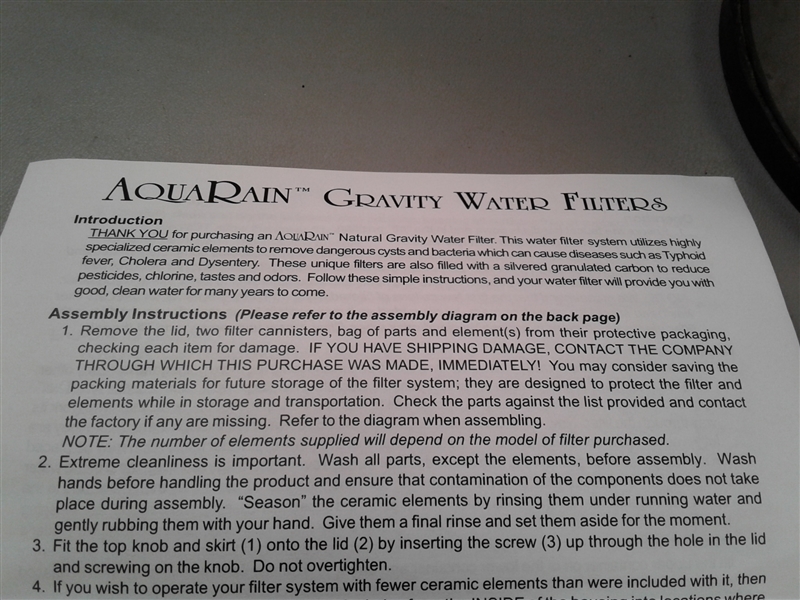 AquaRain Gravity Water Filter
