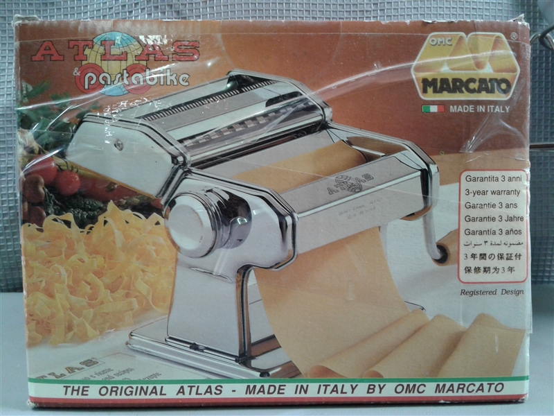 Atlas & Pastabike Pasta Machine & Strainer Sieve W/Pestle & Stand