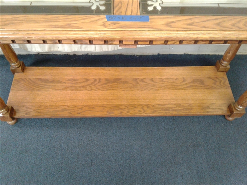 Sofa Table With Leaded Glass Inserts