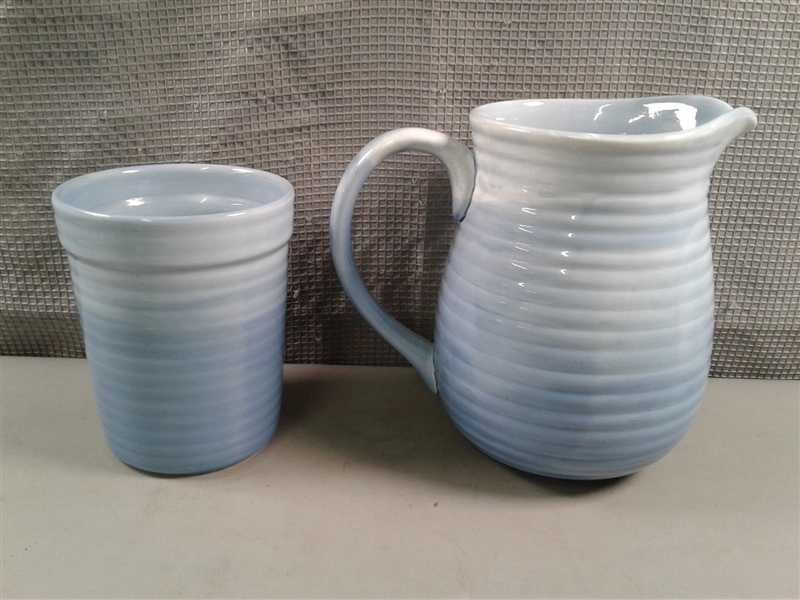 Hausenware Pottery Pitcher and Utensil Holder