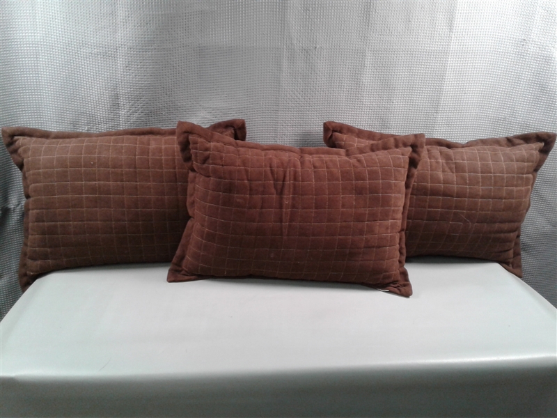 Set of 3 Brown Throw Pillows