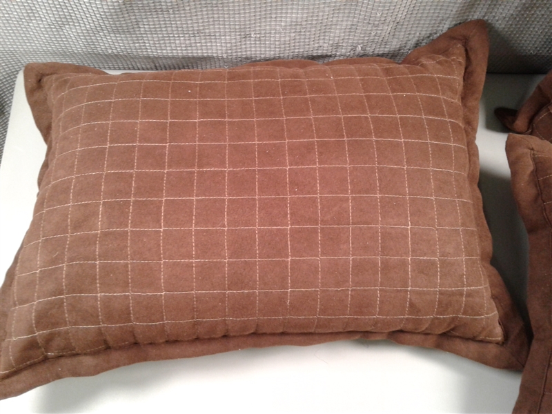 Set of 3 Brown Throw Pillows