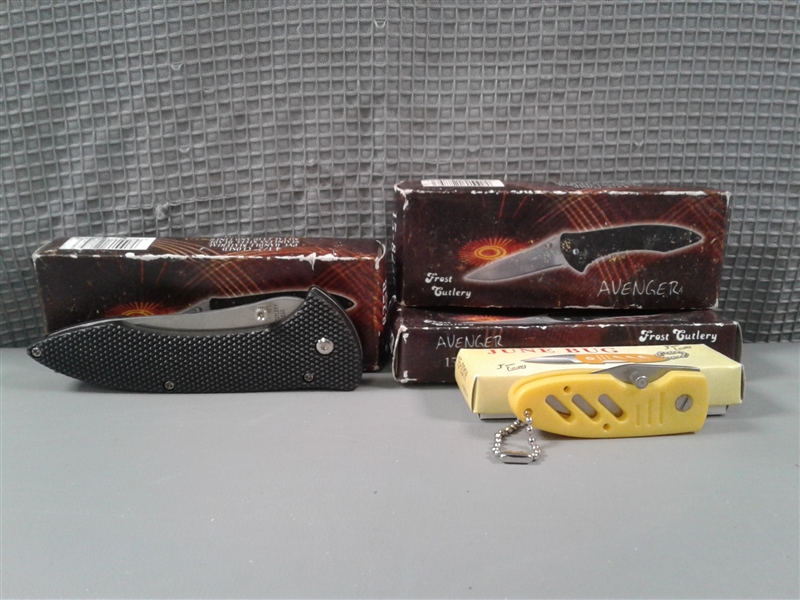 New- 4 Frost Cutlery Avenger & June Bug Pocket Knives