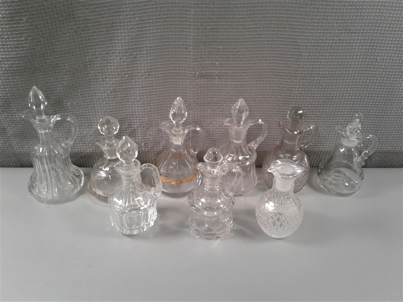 9 Vintage Glass Cruet Bottles