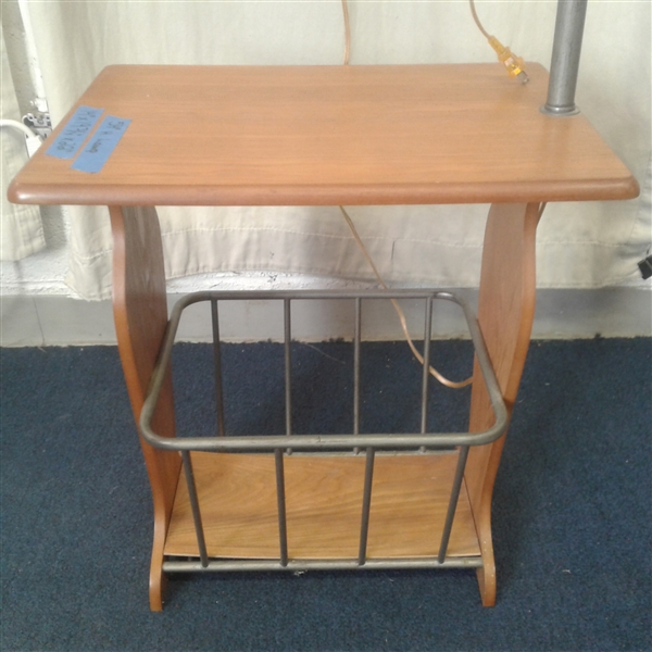 Side Table with Attached Lamp