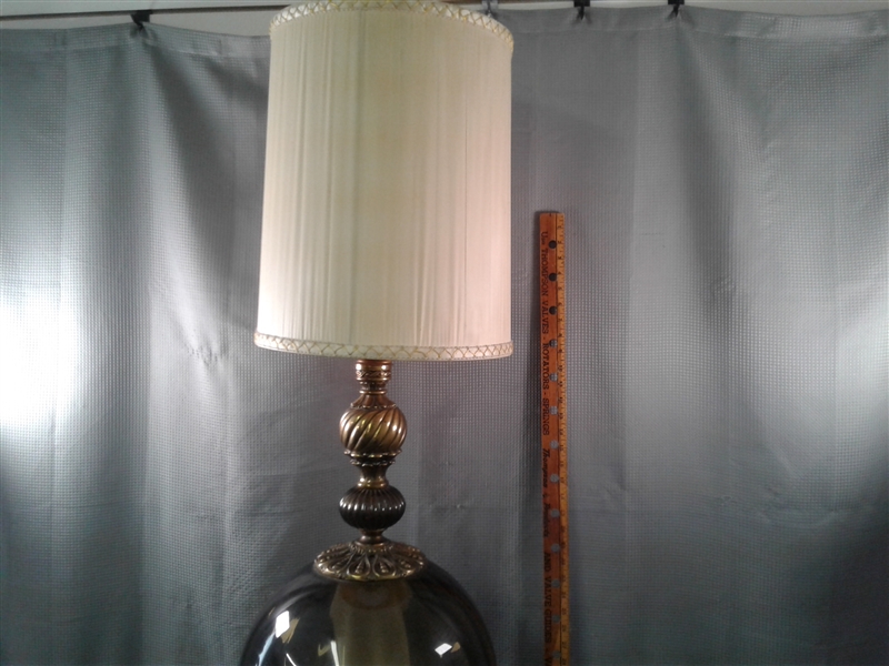Vintage Berger Brass and Glass Tall Table Lamp