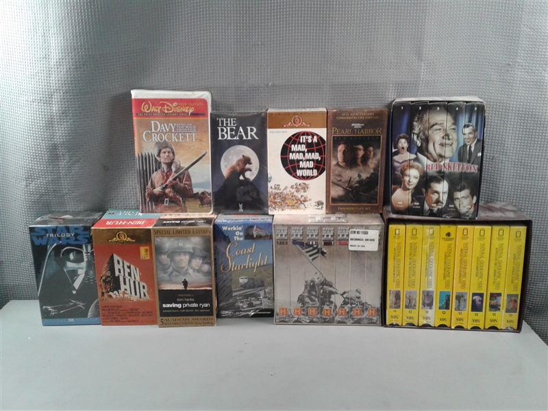 VHS Tapes- Some Collections New- Star Wars, Pearl Harbor, WWII, Nat Geo ETC