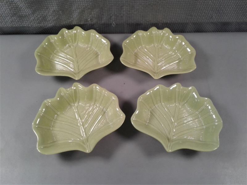 Vintage Ceramic Lettuce Leaf Dishes Made in USA No. 216