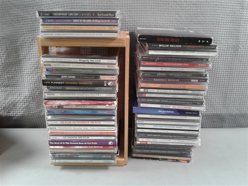 50+ CDs- Bob Dylan, Religious, Brad Paisley, Celtic, Johnny Cash ETC