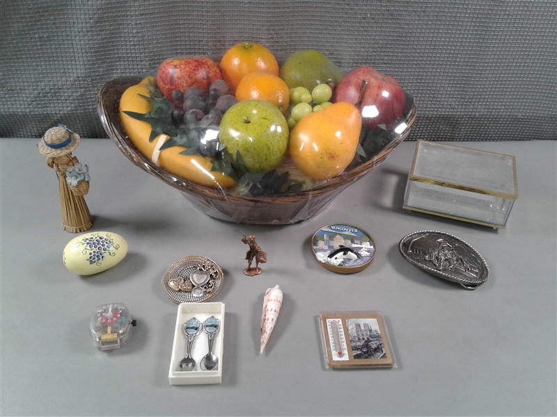 New Fruit Basket, Great American Rodeo Buckle , Oregon Spoon & Fork, and Knick Knacks