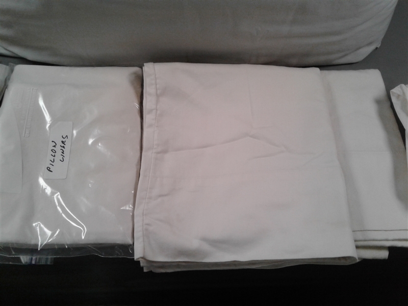 Assorted Pillow Cases & 1 Pillow- Some New