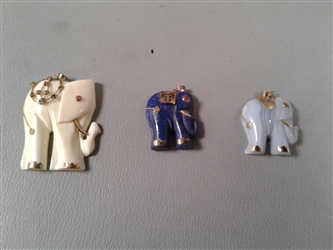 Elephant Pendants- 14KT Gold with Rubies, Sapphires & Lapis