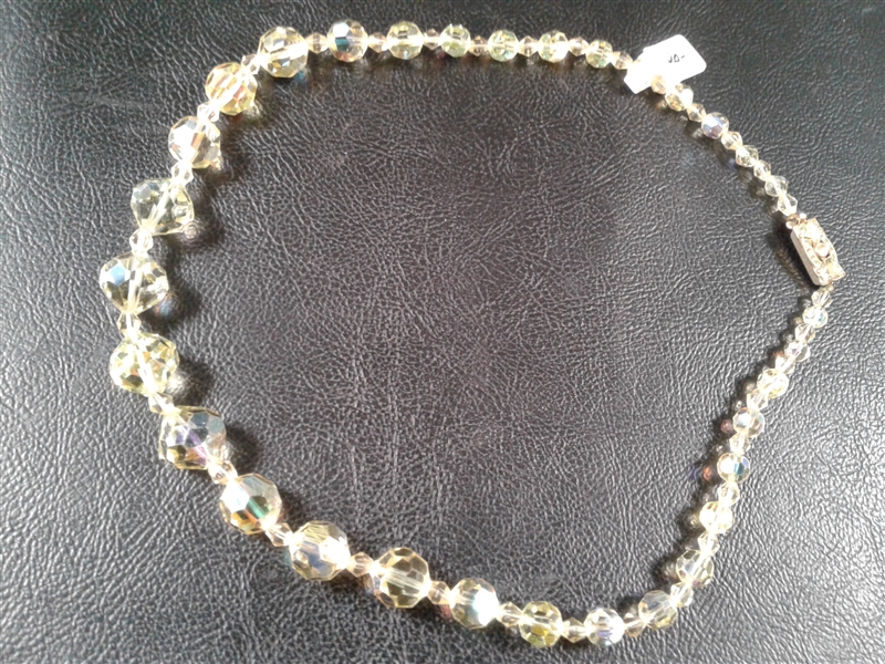Vintage Crystal & Glass Necklaces- One with Sterling Fastener