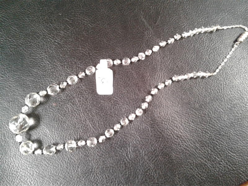 Vintage Crystal & Glass Necklaces- One with Sterling Fastener