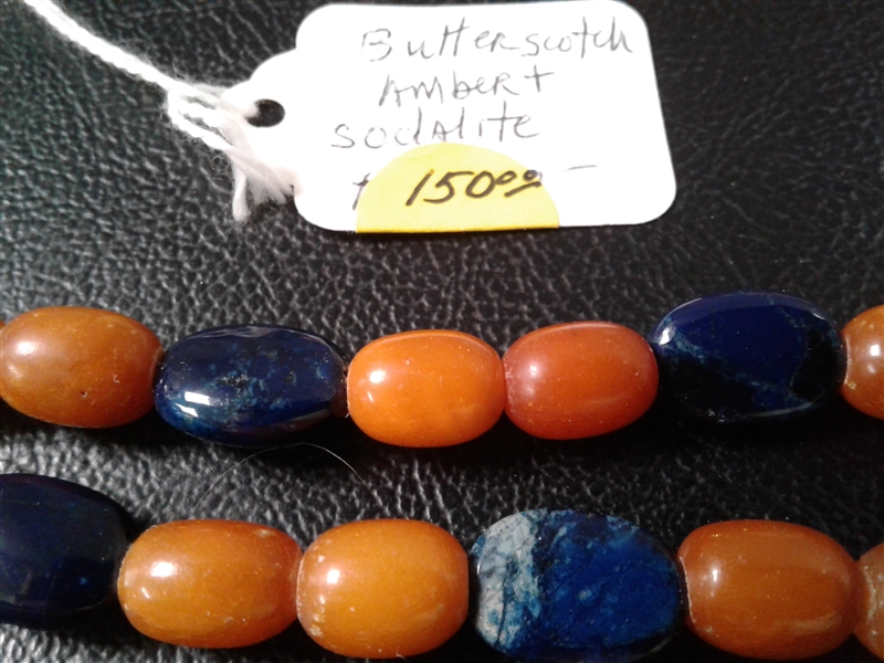 Vintage Butterscotch Amber and Sodalite Necklace & Vintage Fashion Necklaces