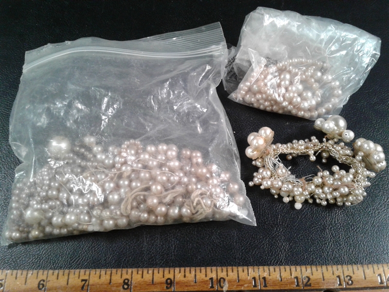 Vintage Jewelry- Pearls and Glass- Some Sterling/14KT Gold Fasteners
