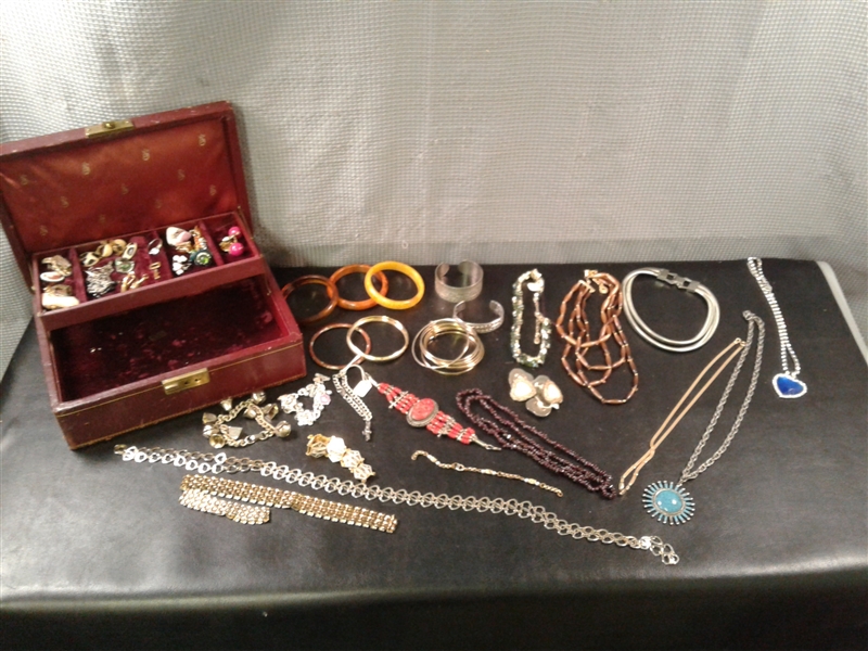 Vintage Fashion Jewelry with Locking Jewelry Box