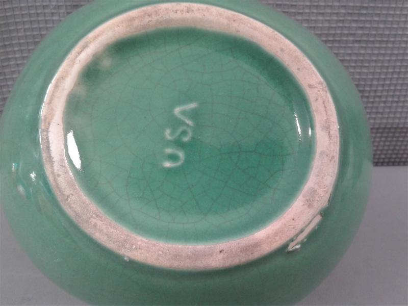 Vintage USA Ceramic Water Pitcher- Green