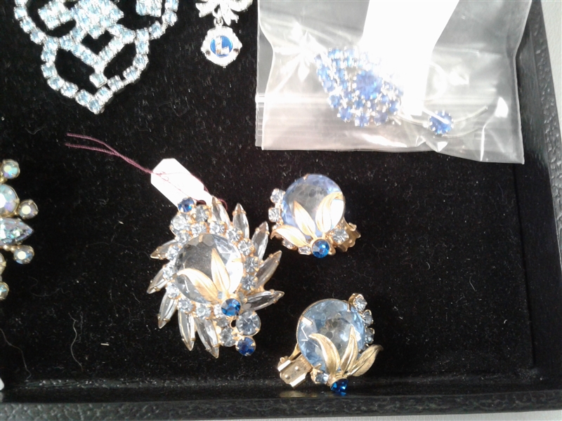 Vintage Blue Rhinestone Jewelry Collection