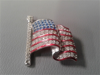Vintage Signed Swarovski American Flag Brooch Pin