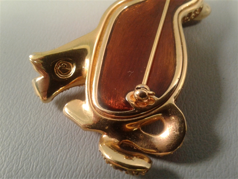 Vintage Signed Swarovski Cat Brooch Pin