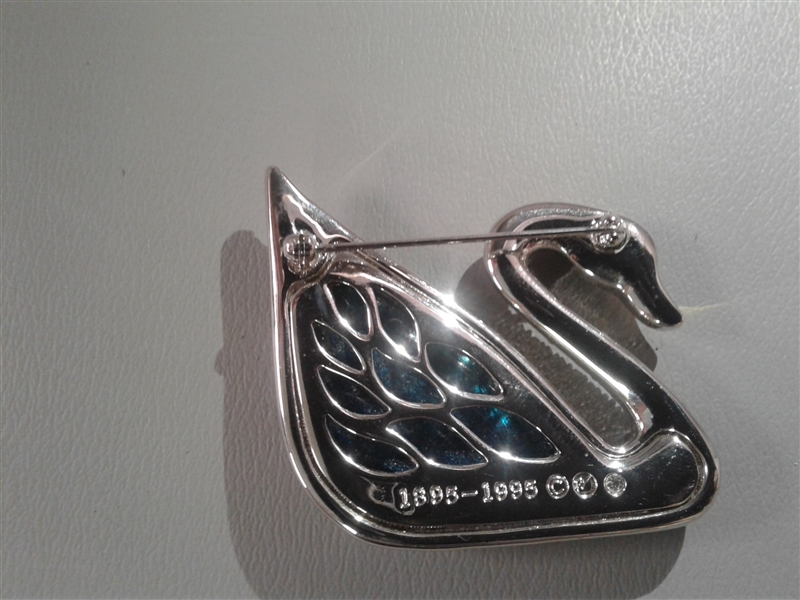 Vintage 100 Year Commemorative Signed Swarovski Swan Brooch Pin