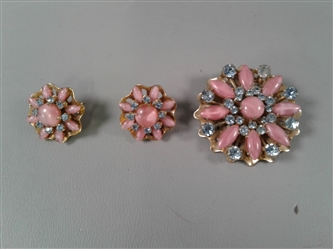 Vintage Brooch With Clip on Earrings