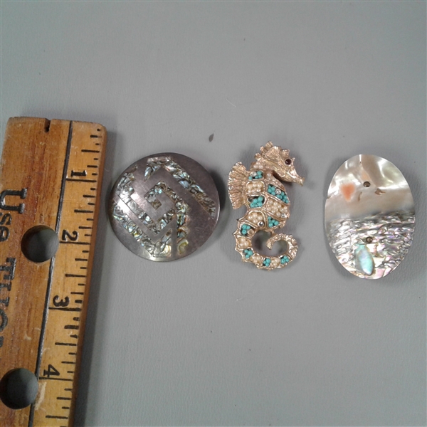 Sterling Silver Pin, Abalone and Shell Jewelry and Pins