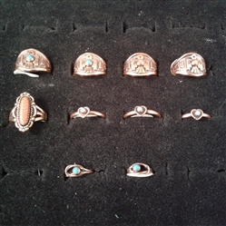 Copper Rings with Goldstone and Turquoise
