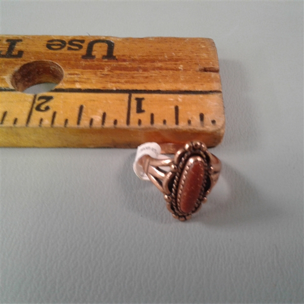 Copper Rings with Goldstone and Turquoise