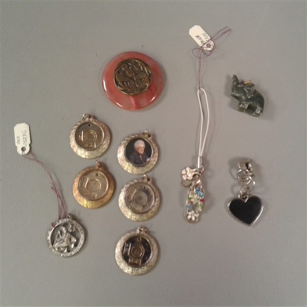 Photo Pendants, Decorative Button, Stone Elephant, Catholic Pendant, & More